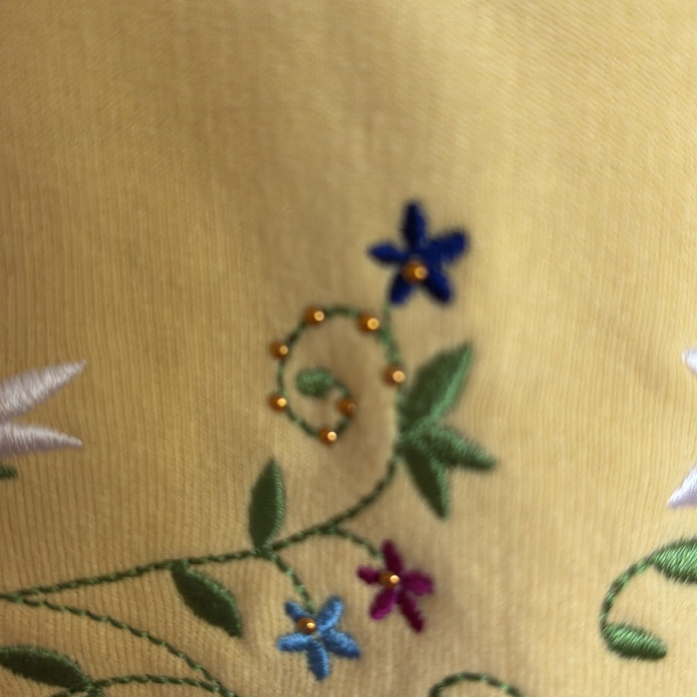 Yellow Floral Embroidered Sweatshirt by Country Store. L. - Picture 3 of 7